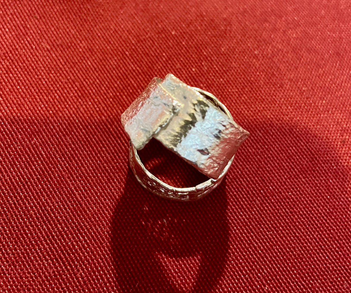 925 sterling silver ring. Textured finish. Handmade. Exclusive design.